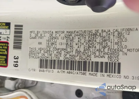 2013 Toyota Tacoma Double Cab Prerunner из США, поврежденный, VIN 3TMJU4GNXDM141159